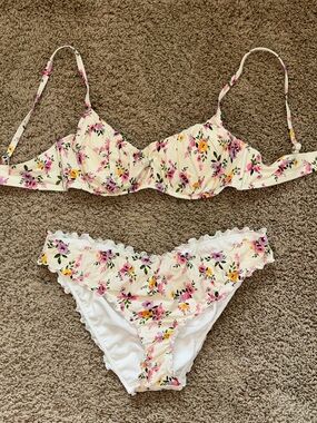 Shade & Shore Pink and Yellow Floral Bikini